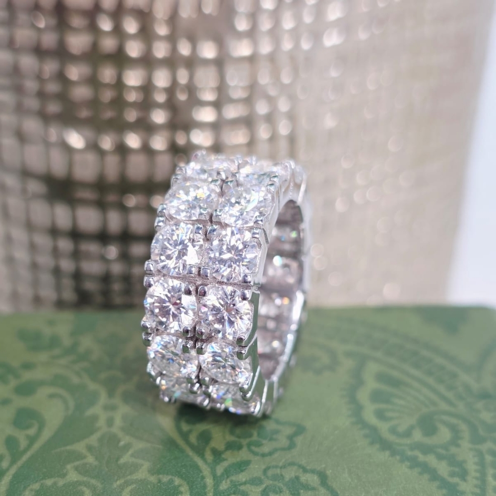 14ctw. Moissanite Diamonds Band . S925 Solid Silver With Rhodium Finish - Picture 3 of 10